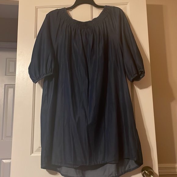 NWT 2X. Off shoulder Boutique denim dress Tie up accent at neck - Picture 6 of 6